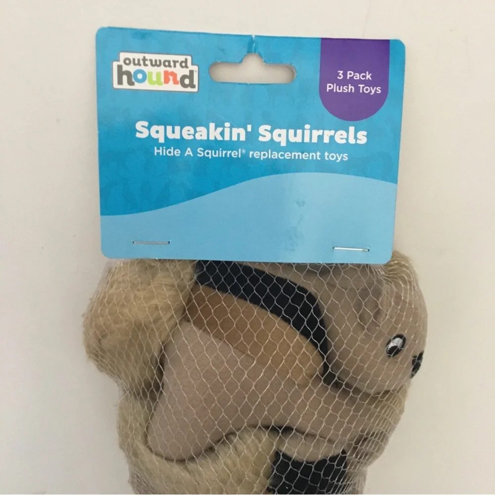 NEW Squeakin' Squirrels Plush Small Pet Toys 3 pk Replacements | Outward Hound